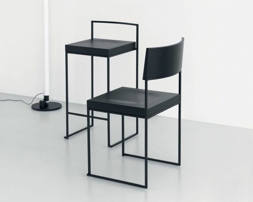 Contemporary chair / stackable / sled base / steel